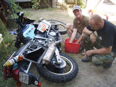 01 Mathias Schmid from Switzerland with Javier at Dakar Motos P2020001.jpg